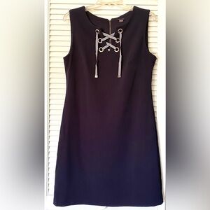 Tommy Hilfiger Navy A Line Dress with Lace Up Front and Zippered Back 10